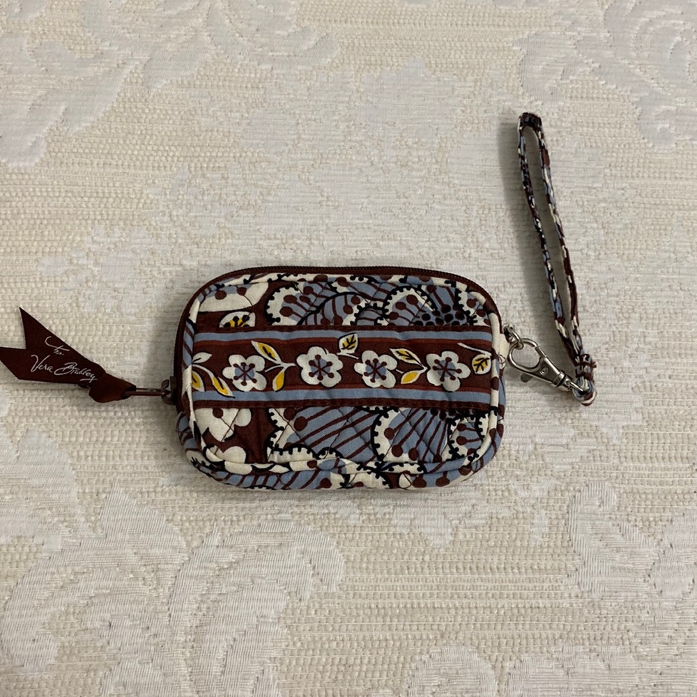 Vera Bradley Brown Floral Wristlet Card Case
